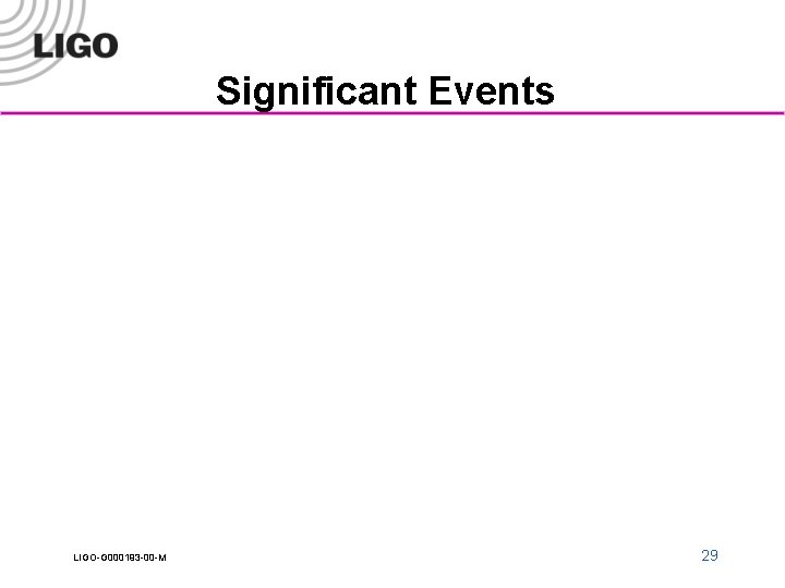 Significant Events LIGO-G 000193 -00 -M 29 