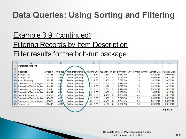 Data Queries: Using Sorting and Filtering Example 3. 9 (continued) Filtering Records by Item