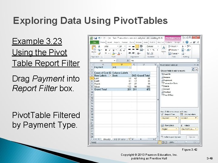Exploring Data Using Pivot. Tables Example 3. 23 Using the Pivot Table Report Filter