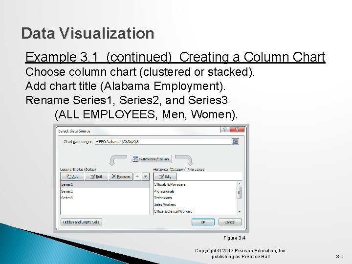 Data Visualization Example 3. 1 (continued) Creating a Column Chart Choose column chart (clustered