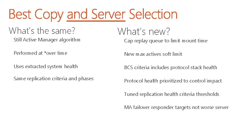 What’s the same? Still Active Manager algorithm What’s new? Cap replay queue to limit