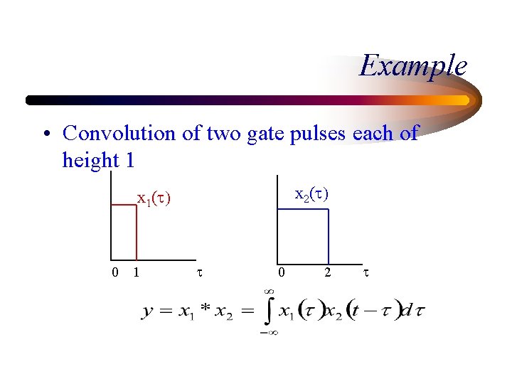 Example • Convolution of two gate pulses each of height 1 x 2(t) x