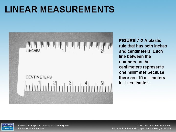 LINEAR MEASUREMENTS FIGURE 7 -2 A plastic rule that has both inches and centimeters.