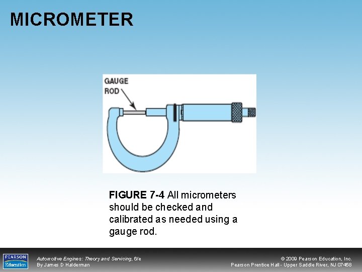 MICROMETER FIGURE 7 -4 All micrometers should be checked and calibrated as needed using