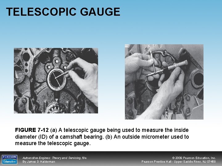 TELESCOPIC GAUGE FIGURE 7 -12 (a) A telescopic gauge being used to measure the