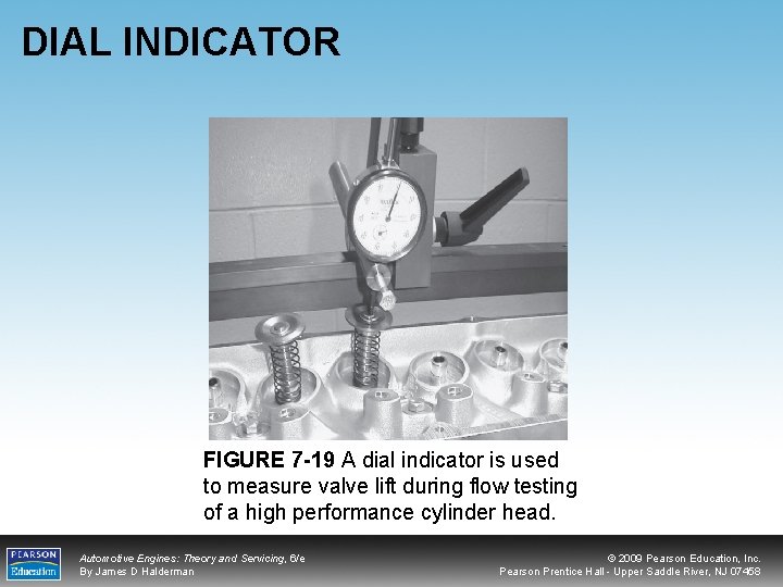 DIAL INDICATOR FIGURE 7 -19 A dial indicator is used to measure valve lift