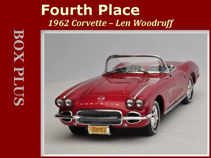 Fourth Place 1962 Corvette – Len Woodruff BOX PLUS 