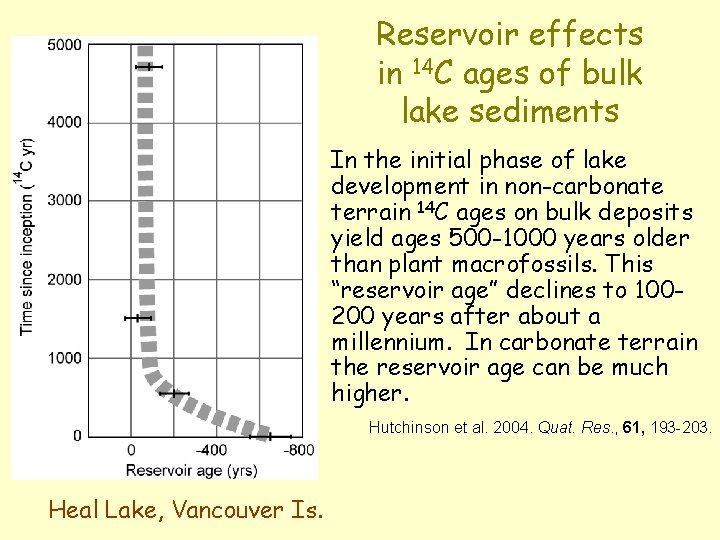 Reservoir effects in 14 C ages of bulk lake sediments In the initial phase