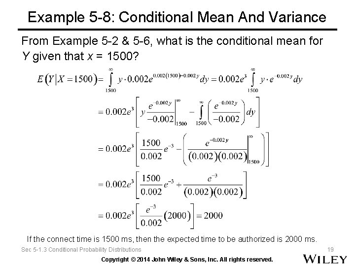 Example 5 -8: Conditional Mean And Variance From Example 5 -2 & 5 -6,