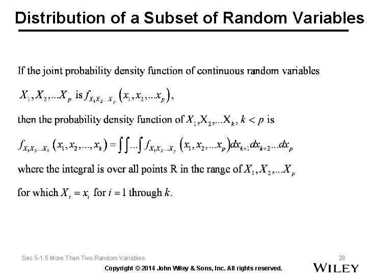 Distribution of a Subset of Random Variables Sec 5 -1. 5 More Than Two