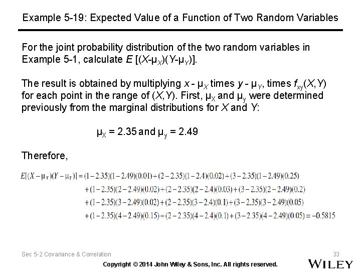 Example 5 -19: Expected Value of a Function of Two Random Variables For the