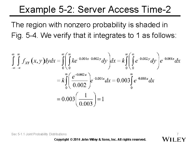 Example 5 -2: Server Access Time-2 The region with nonzero probability is shaded in