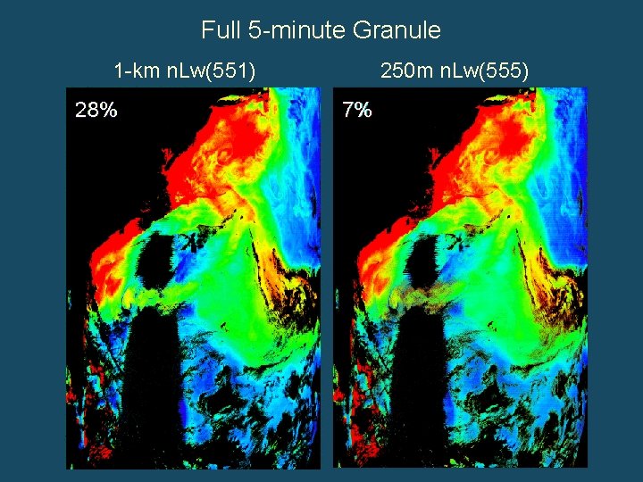 Full 5 -minute Granule 1 -km n. Lw(551) 28% 250 m n. Lw(555) 7%