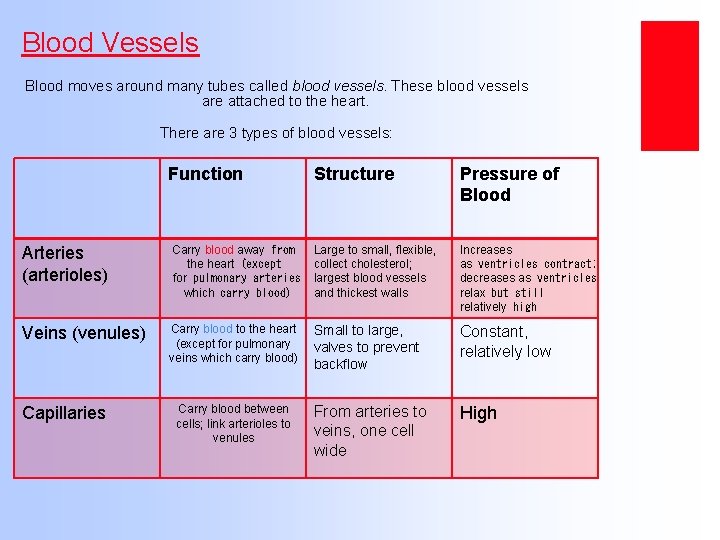 Blood Vessels Blood moves around many tubes called blood vessels. These blood vessels are