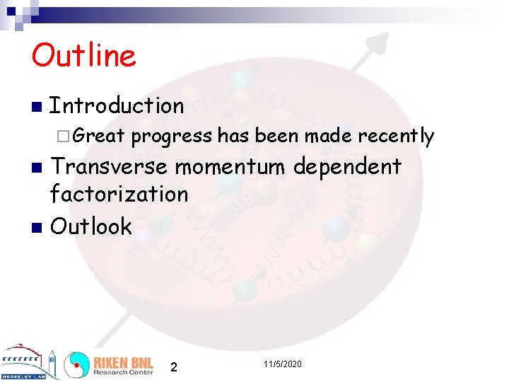 Outline n Introduction ¨ Great progress has been made recently Transverse momentum dependent factorization