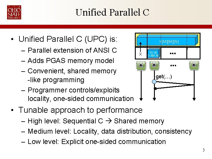 Unified Parallel C • Unified Parallel C (UPC) is: – Parallel extension of ANSI