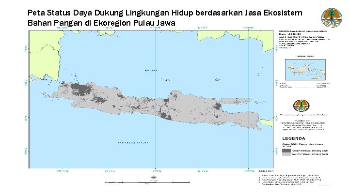 Peta Status Daya Dukung Lingkungan Hidup berdasarkan Jasa Ekosistem Bahan Pangan di Ekoregion Pulau