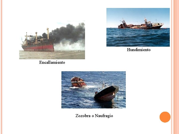 Hundimiento Encallamiento Zozobra o Naufragio 