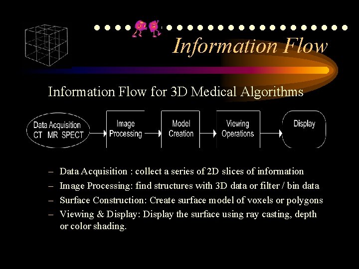 ●●●●●●●●●●●●● Information Flow for 3 D Medical Algorithms – – Data Acquisition : collect ●●●●●●●●●●●●● Information Flow for 3 D Medical Algorithms – – Data Acquisition : collect