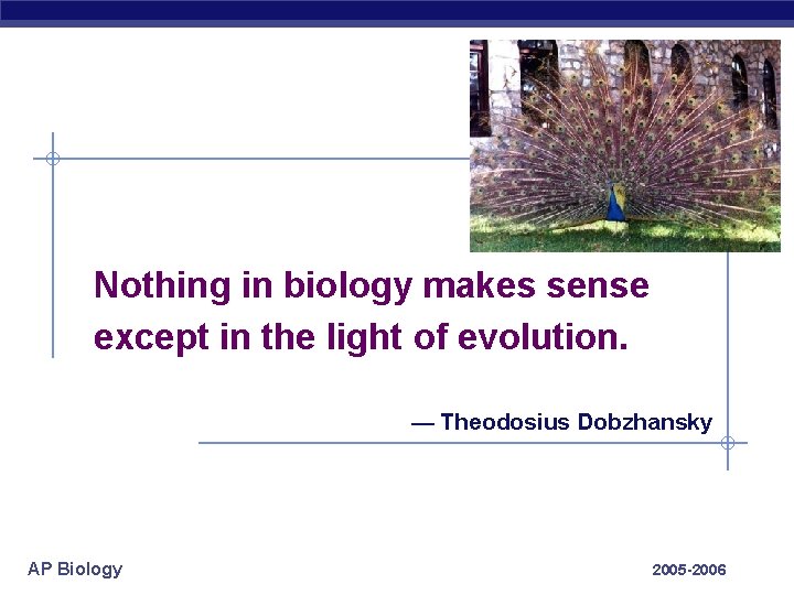 Nothing in biology makes sense except in the light of evolution. — Theodosius Dobzhansky