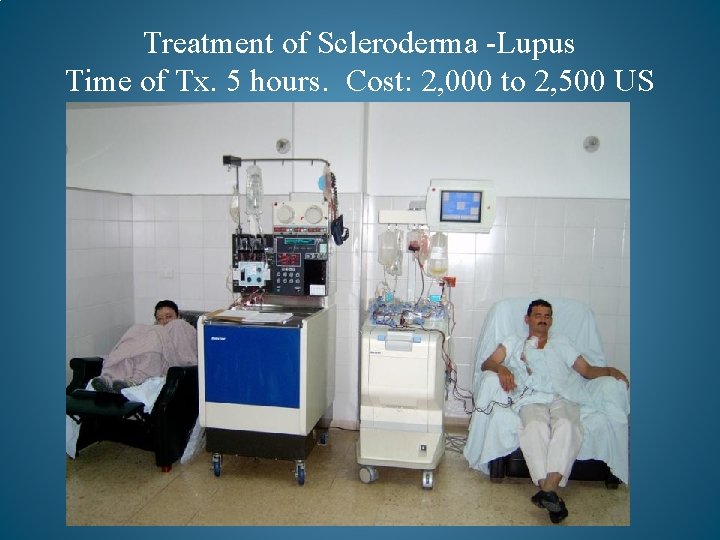 Treatment of Scleroderma -Lupus Time of Tx. 5 hours. Cost: 2, 000 to 2,