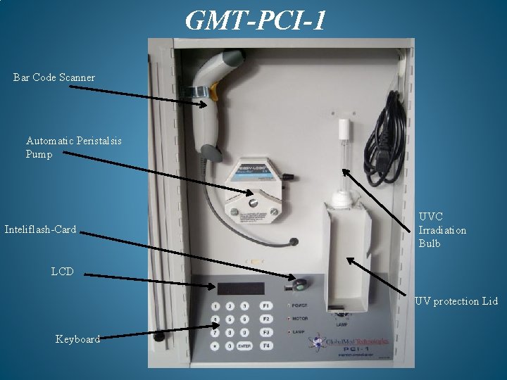 GMT-PCI-1 Bar Code Scanner Automatic Peristalsis Pump Inteliflash-Card UVC Irradiation Bulb LCD UV protection