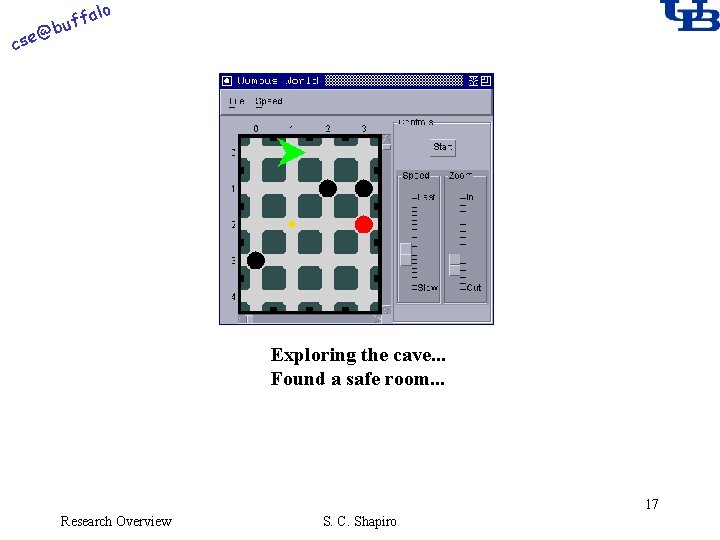 alo @ cse f buf Exploring the cave. . . Found a safe room.