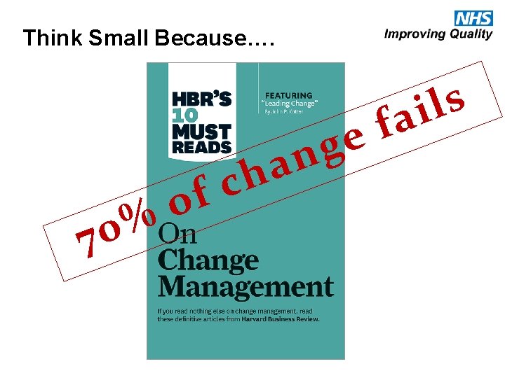 Think Small Because…. h c f o % 70 e g an s l