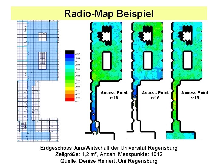 Radio-Map Beispiel Access Point rz 19 Access Point rz 16 Erdgeschoss Jura/Wirtschaft der Universität