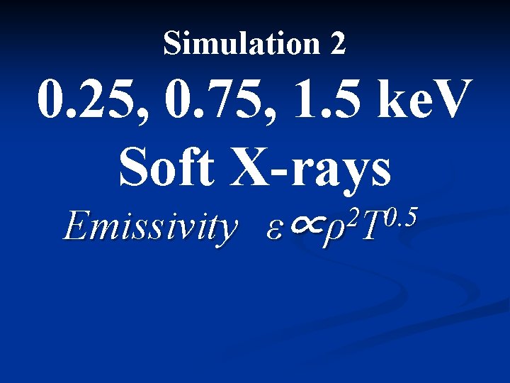 Simulation 2 0. 25, 0. 75, 1. 5 ke. V Soft X-rays Emissivity　ε∝ 　