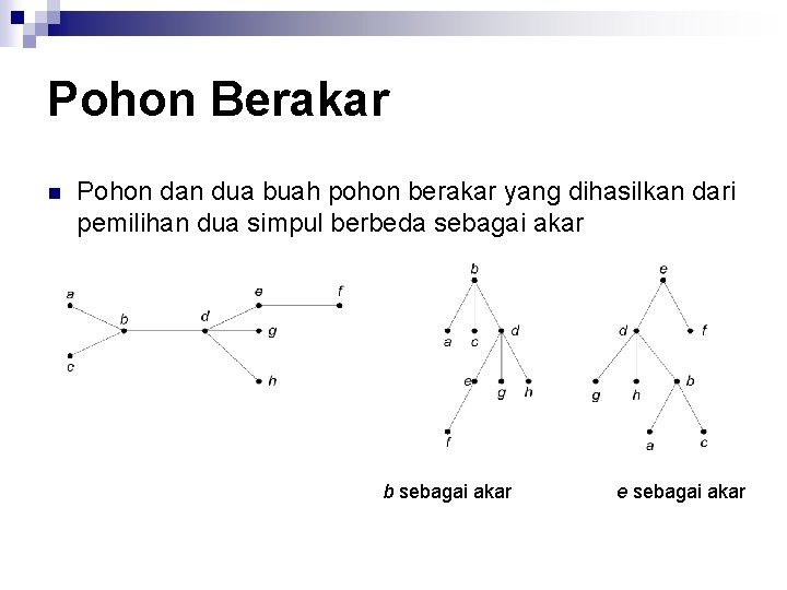 Pohon Berakar n Pohon dan dua buah pohon berakar yang dihasilkan dari pemilihan dua