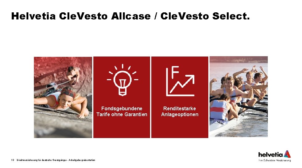 Helvetia Cle. Vesto Allcase / Cle. Vesto Select. Fondsgebundene Tarife ohne Garantien 13 Direktversicherung