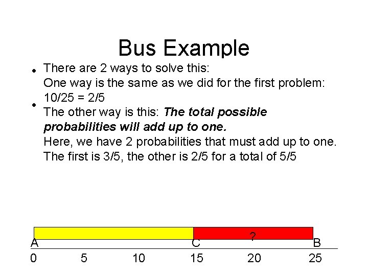 Bus Example • There are 2 ways to solve this: Let segment AB represent