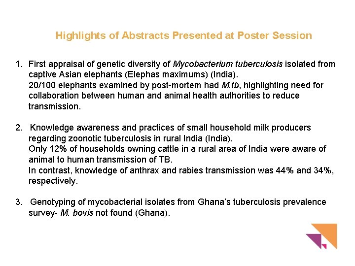Highlights of Abstracts Presented at Poster Session 1. First appraisal of genetic diversity of