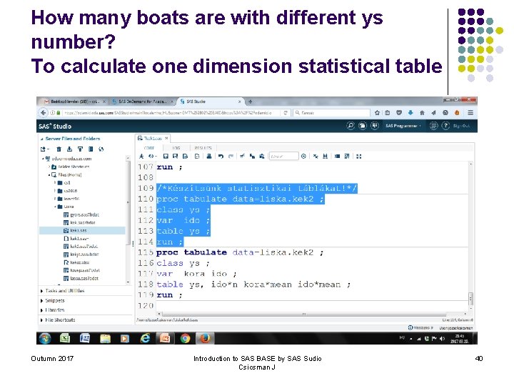 How many boats are with different ys number? To calculate one dimension statistical table