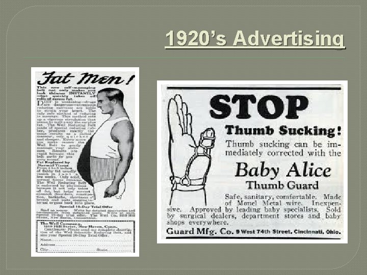 1920’s Advertising 