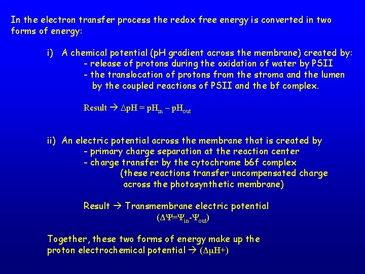 In the electron transfer process the redox free energy is converted in two forms