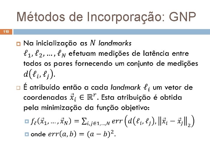 Métodos de Incorporação: GNP 110 