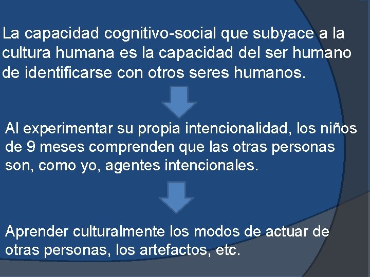 La capacidad cognitivo-social que subyace a la cultura humana es la capacidad del ser