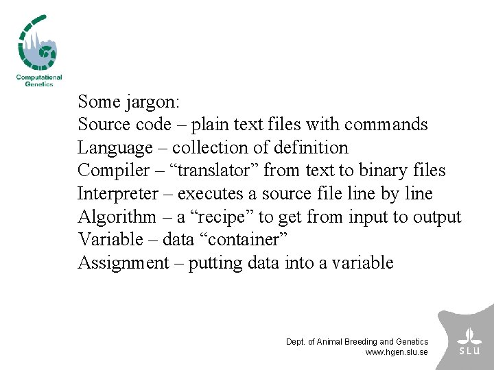Some jargon: Source code – plain text files with commands Language – collection of