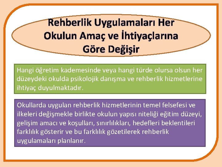 Rehberlik Uygulamaları Her Okulun Amaç ve İhtiyaçlarına Göre Değişir Hangi öğretim kademesinde veya hangi