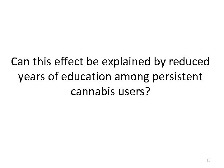 Can this effect be explained by reduced years of education among persistent cannabis users?