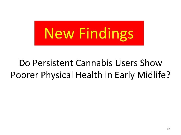 New Findings Do Persistent Cannabis Users Show Poorer Physical Health in Early Midlife? 37