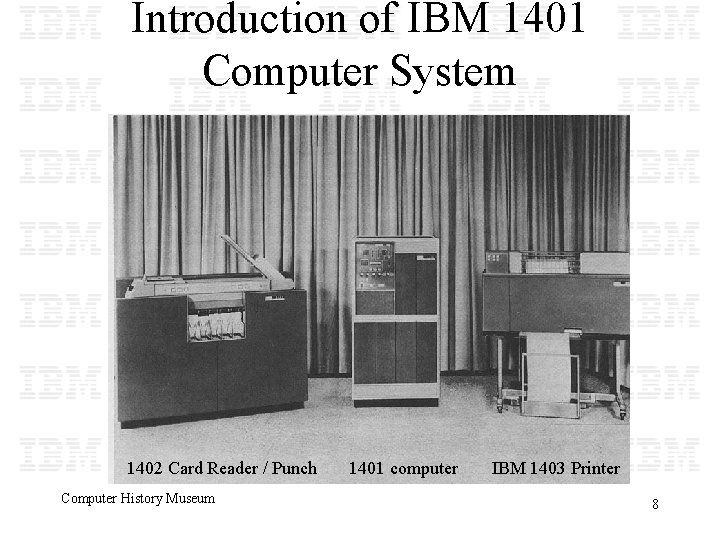 Introduction of IBM 1401 Computer System 1402 Card Reader / Punch Computer History Museum