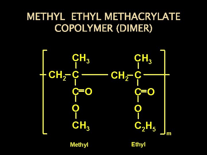 METHYL METHACRYLATE COPOLYMER (DIMER) CH 3 CH 2 C C O O O CH