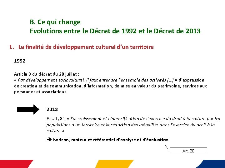 B. Ce qui change Evolutions entre le Décret de 1992 et le Décret de