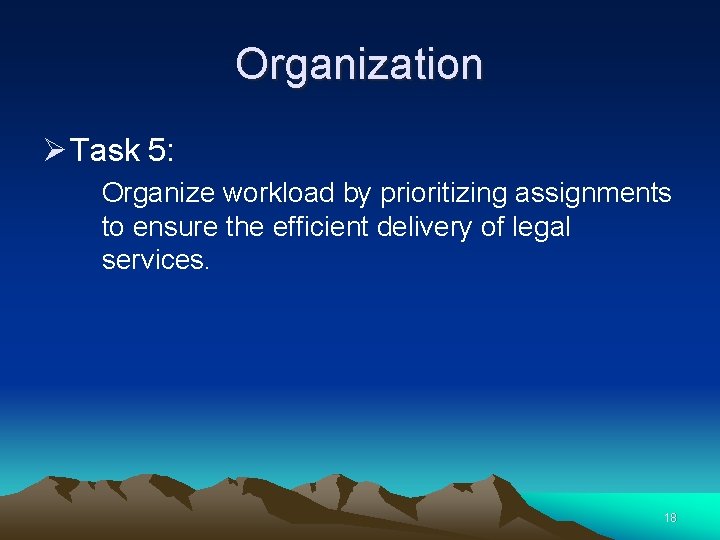 Organization Ø Task 5: Organize workload by prioritizing assignments to ensure the efficient delivery
