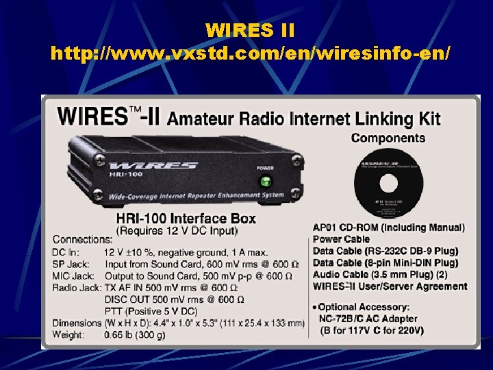 WIRES II http: //www. vxstd. com/en/wiresinfo-en/ 