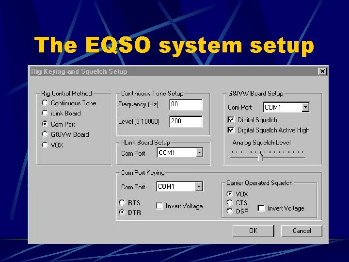 The EQSO system setup 