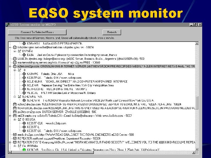 EQSO system monitor 